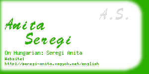 anita seregi business card